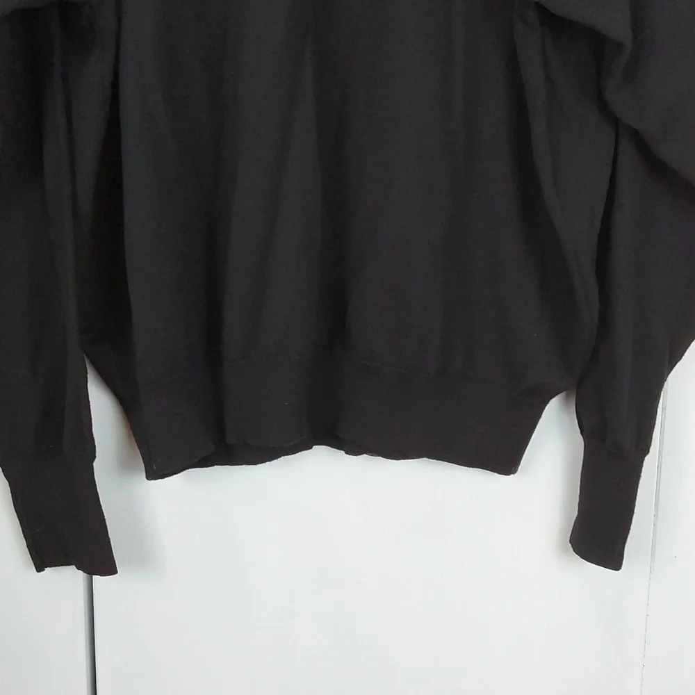 E-Luxe Evergreen |Mens Polo Black Wool Button Sweater Luxury Collar Preppy Sz.XL